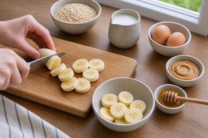 Banana Peanut Baked Oats cooking step 2: Start cooking.