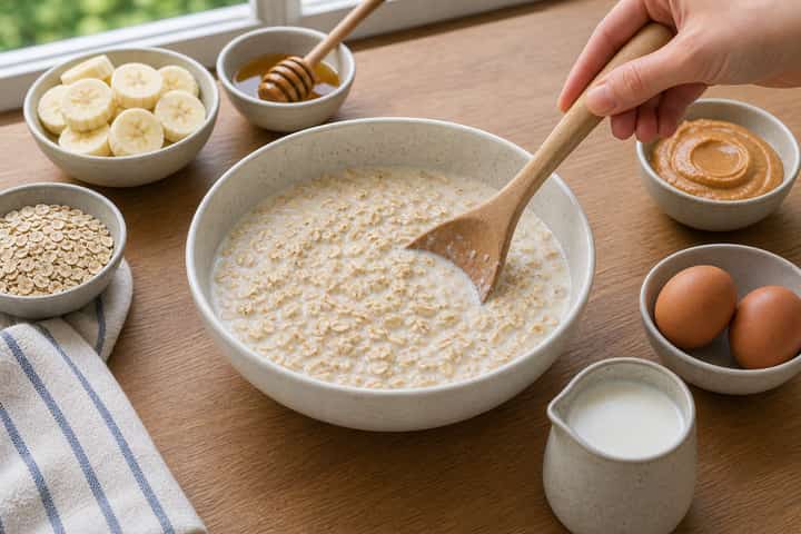 Banana Peanut Baked Oats cooking step 3: Build the flavour.