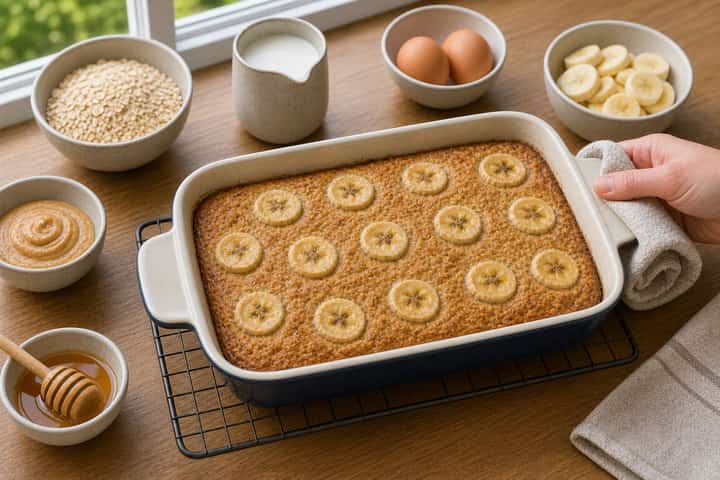 Banana Peanut Baked Oats cooking step 5: Finish the dish.