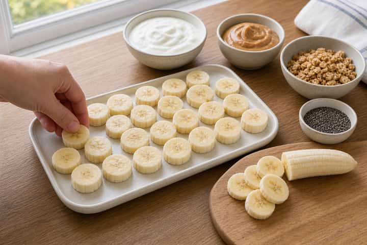Banana Peanut Smoothie Bowls cooking step 1: Get prepped.