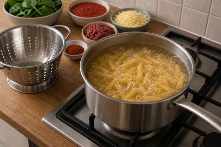 Beef Chilli Pasta Bake cooking step 2: Start cooking.