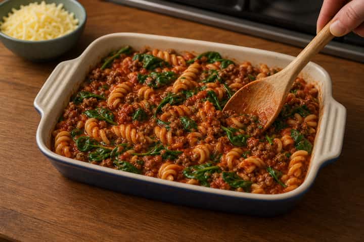 Beef Chilli Pasta Bake cooking step 5: Finish the dish.