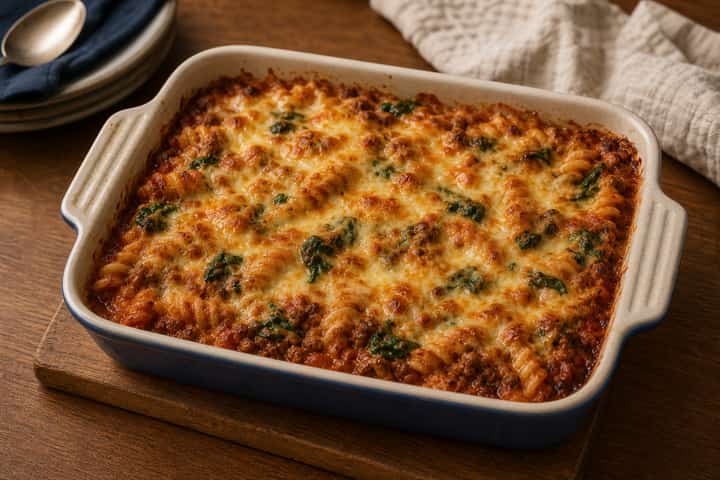 Beef Chilli Pasta Bake cooking step 6: Serve.