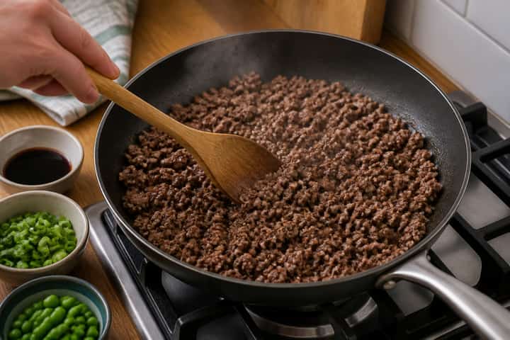 Beef Chilli Rice Bowls cooking step 3: Build the flavour.