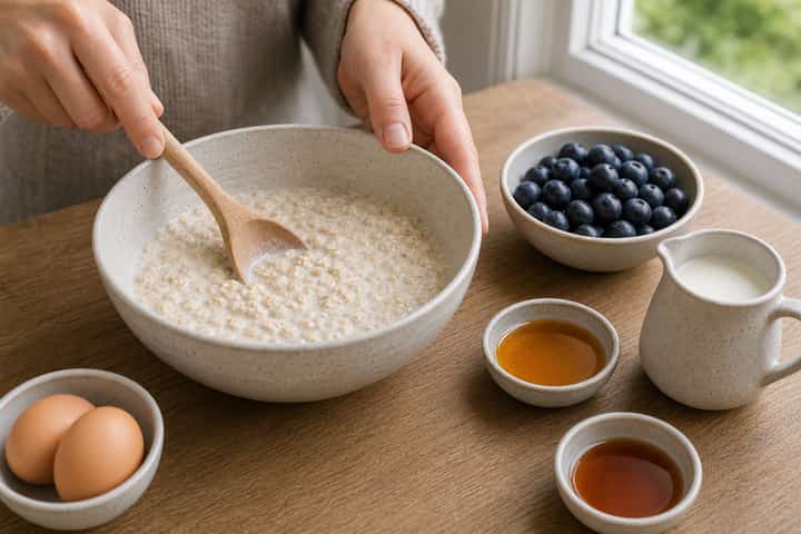 Blueberry Maple Baked Oats cooking step 3: Build the flavour.