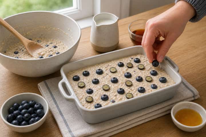 Blueberry Maple Baked Oats cooking step 4: Bring it together.