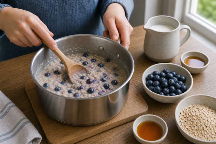 Blueberry Maple Porridge cooking step 4: Bring it together.