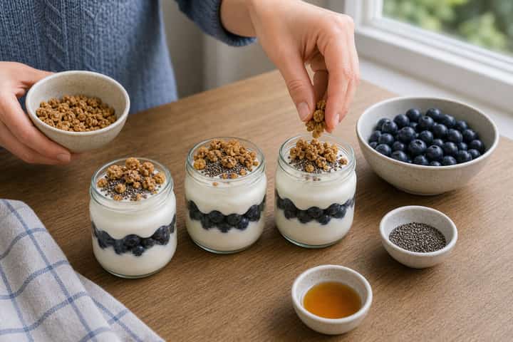 Blueberry Maple Yogurt Pots cooking step 4: Bring it together.