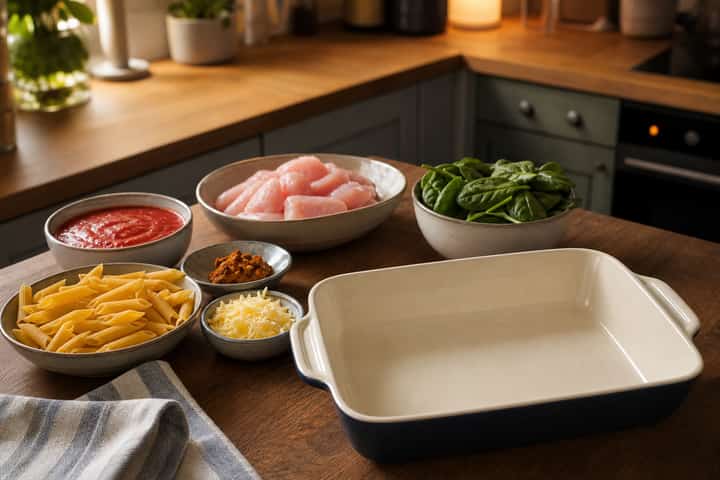 Chicken Curry Pasta Bake cooking step 1: Get prepped.