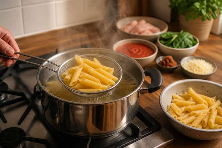 Chicken Curry Pasta Bake cooking step 2: Start cooking.