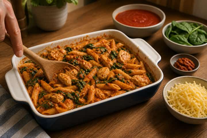 Chicken Curry Pasta Bake cooking step 5: Finish the dish.