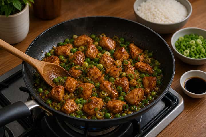 Chicken Curry Rice Bowls cooking step 4: Bring it together.