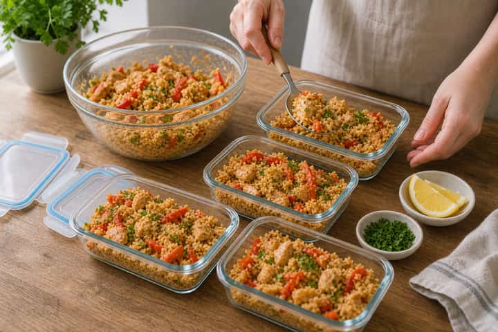 Chicken Piri Piri Couscous Boxes cooking step 5: Finish the dish.