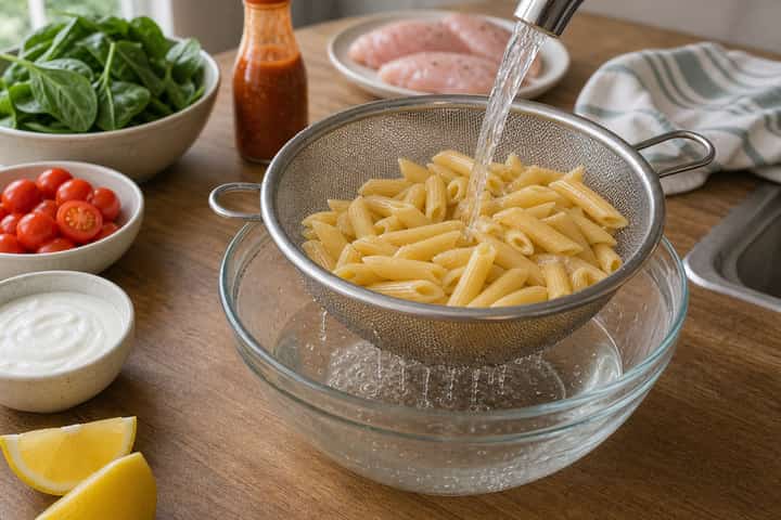 Chicken Piri Piri Pasta Salad cooking step 1: Get prepped.