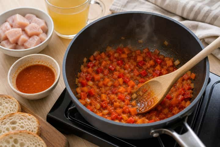 Chicken Piri Piri Soup Pots cooking step 2: Start cooking.