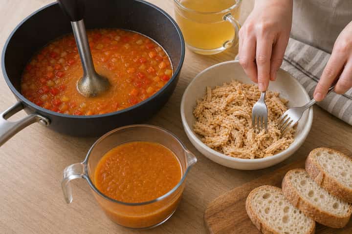 Chicken Piri Piri Soup Pots cooking step 4: Bring it together.