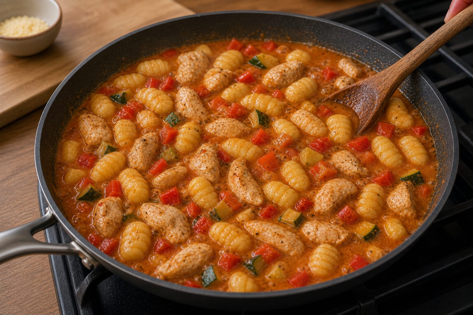Creamy Paprika Chicken Gnocchi cooking step 4: Simmer the gnocchi.