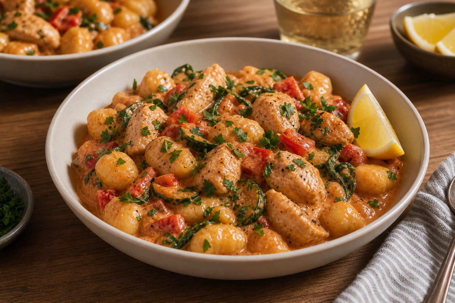 Creamy Paprika Chicken Gnocchi cooking step 6: Serve the gnocchi.