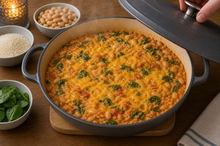 Creamy Tomato Bean Rice cooking step 6: Serve.