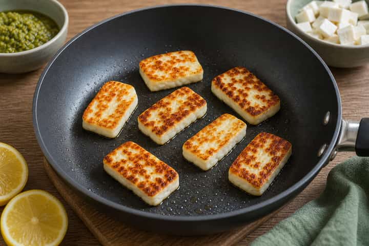 Halloumi Pesto Soup Pots cooking step 5: Finish the dish.