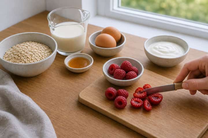 Raspberry Vanilla Baked Oats cooking step 2: Start cooking.