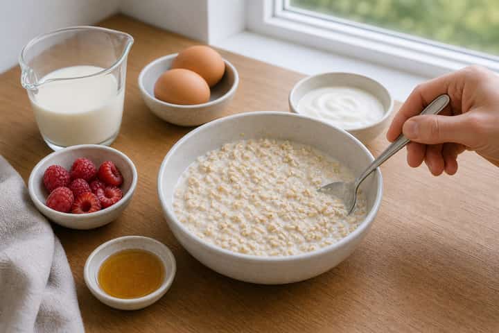 Raspberry Vanilla Baked Oats cooking step 3: Build the flavour.