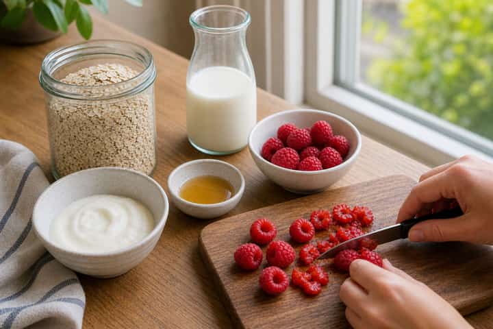 Raspberry Vanilla Porridge cooking step 1: Get prepped.