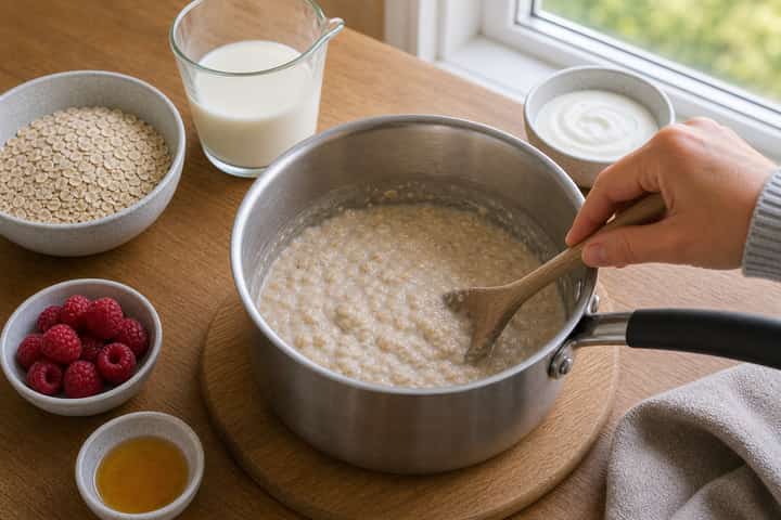 Raspberry Vanilla Porridge cooking step 3: Build the flavour.