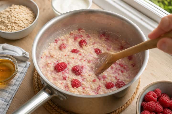 Raspberry Vanilla Porridge cooking step 4: Bring it together.