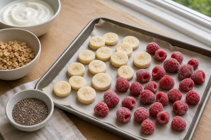 Raspberry Vanilla Smoothie Bowls cooking step 1: Get prepped.