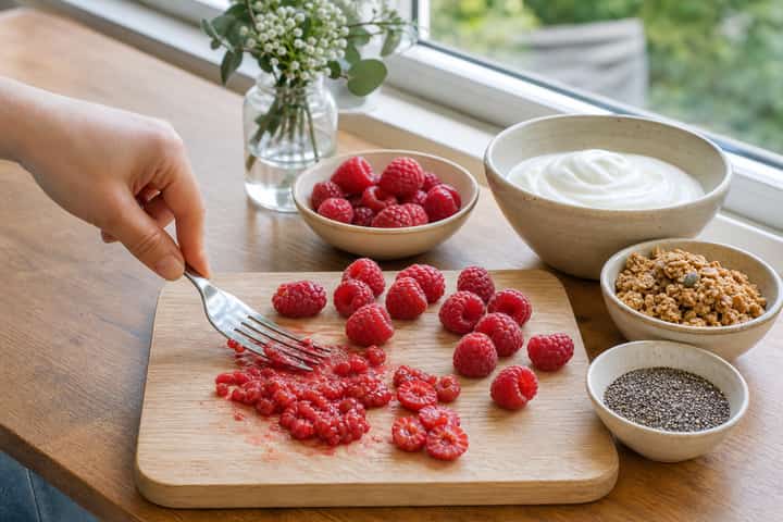 Raspberry Vanilla Yogurt Pots cooking step 1: Get prepped.