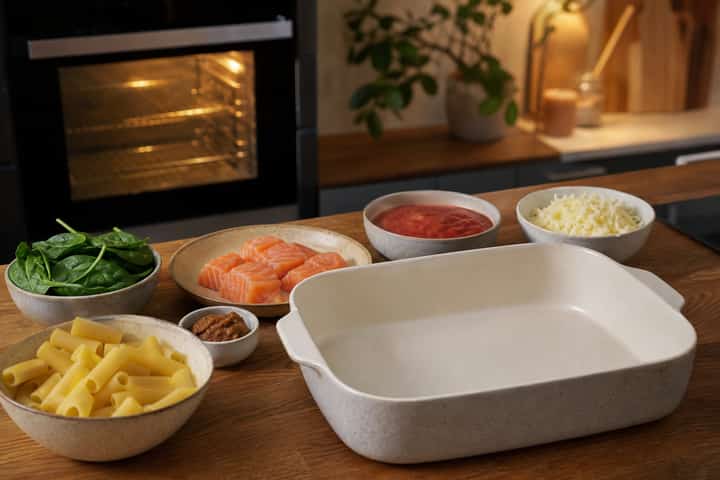 Salmon Miso Pasta Bake cooking step 1: Get prepped.