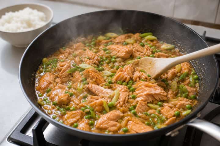 Salmon Miso Rice Bowls cooking step 4: Bring it together.