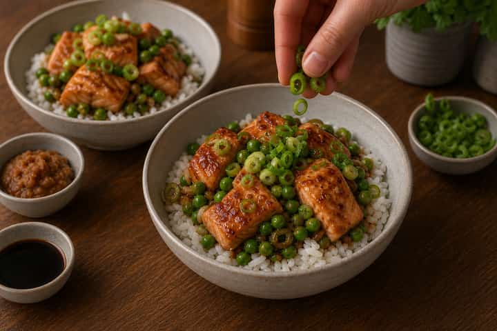 Salmon Miso Rice Bowls cooking step 6: Serve.