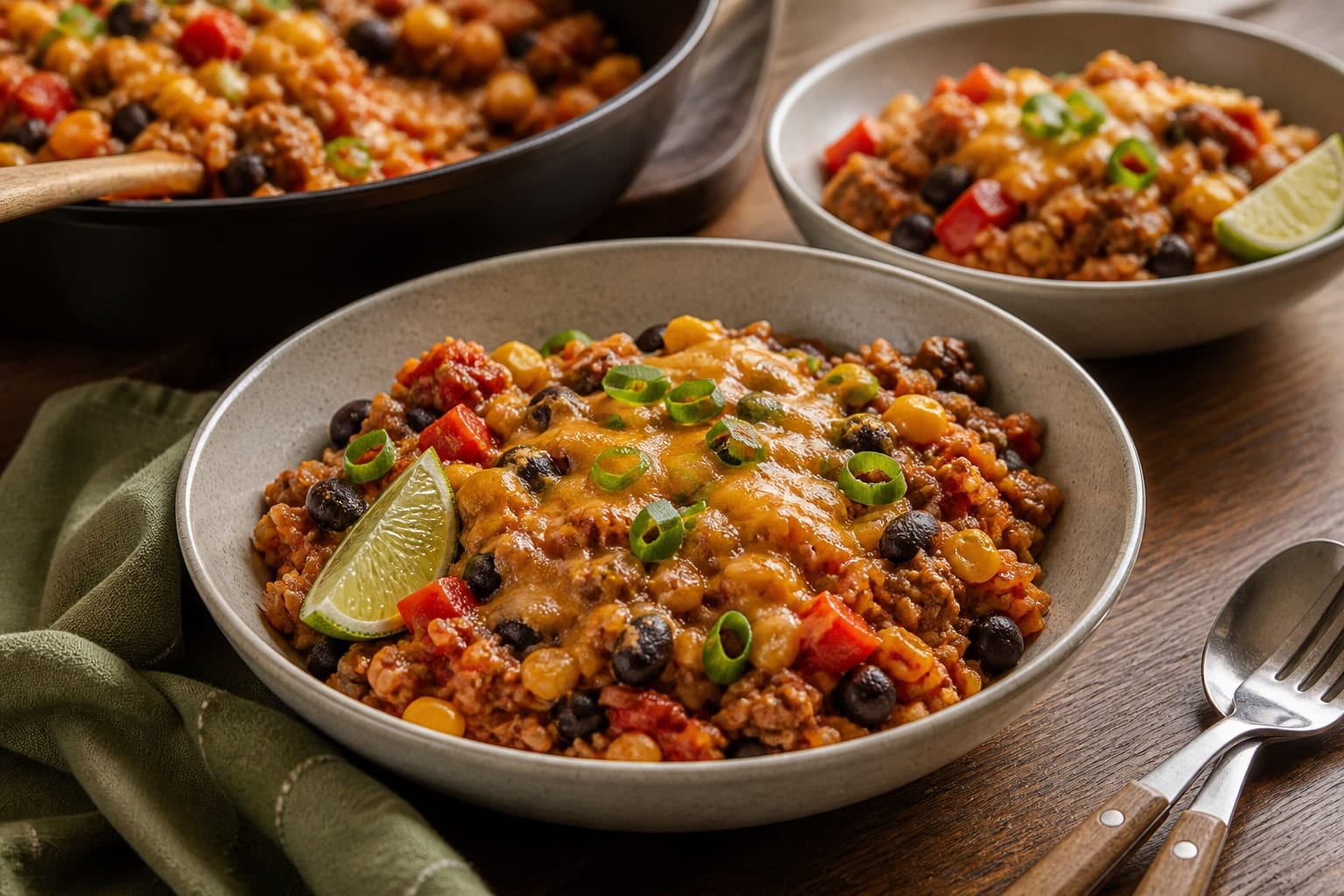 Smoky Turkey Bean Rice plated and ready to serve.