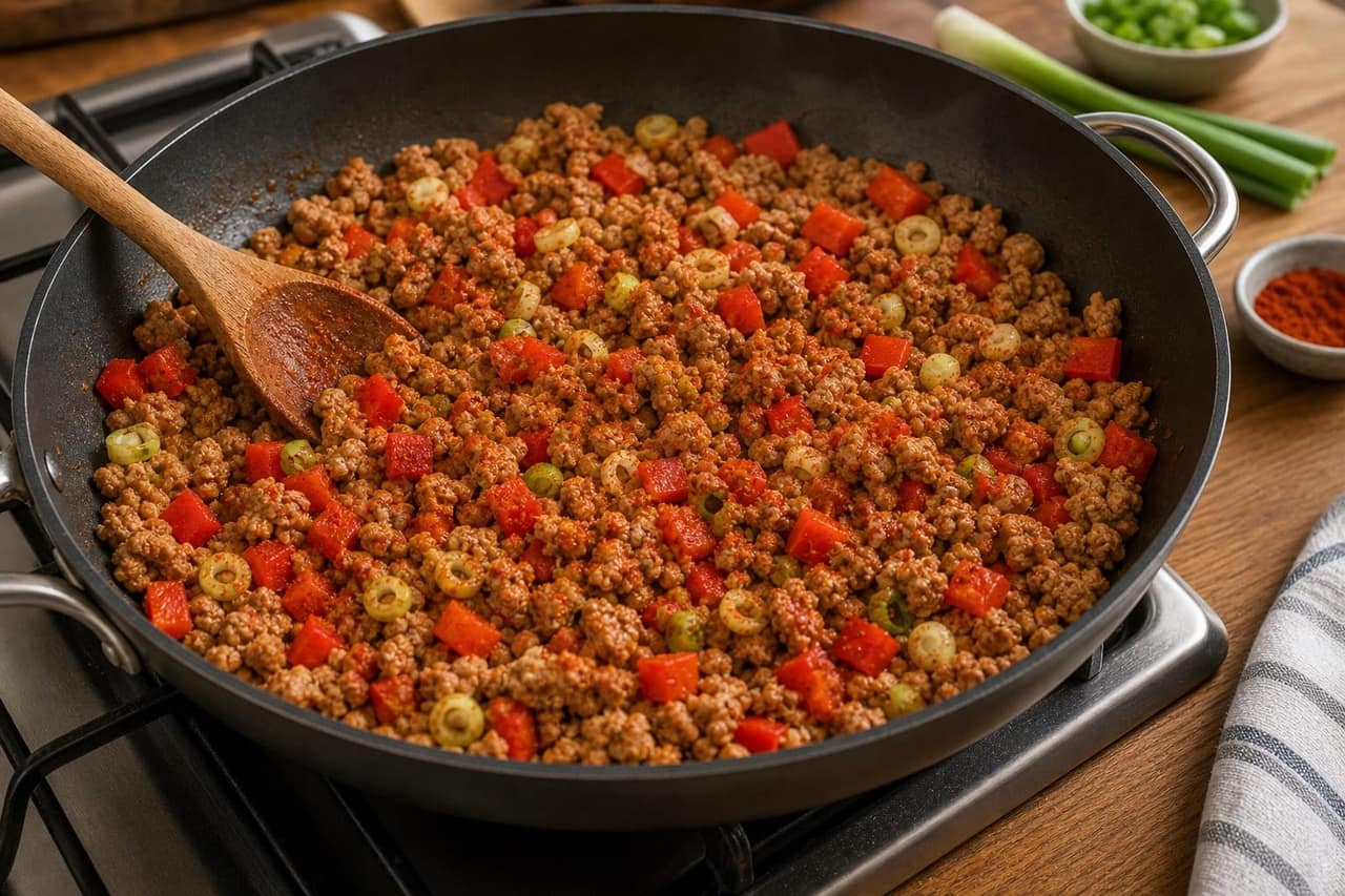 Smoky Turkey Bean Rice cooking step 3: Build the smoky base.
