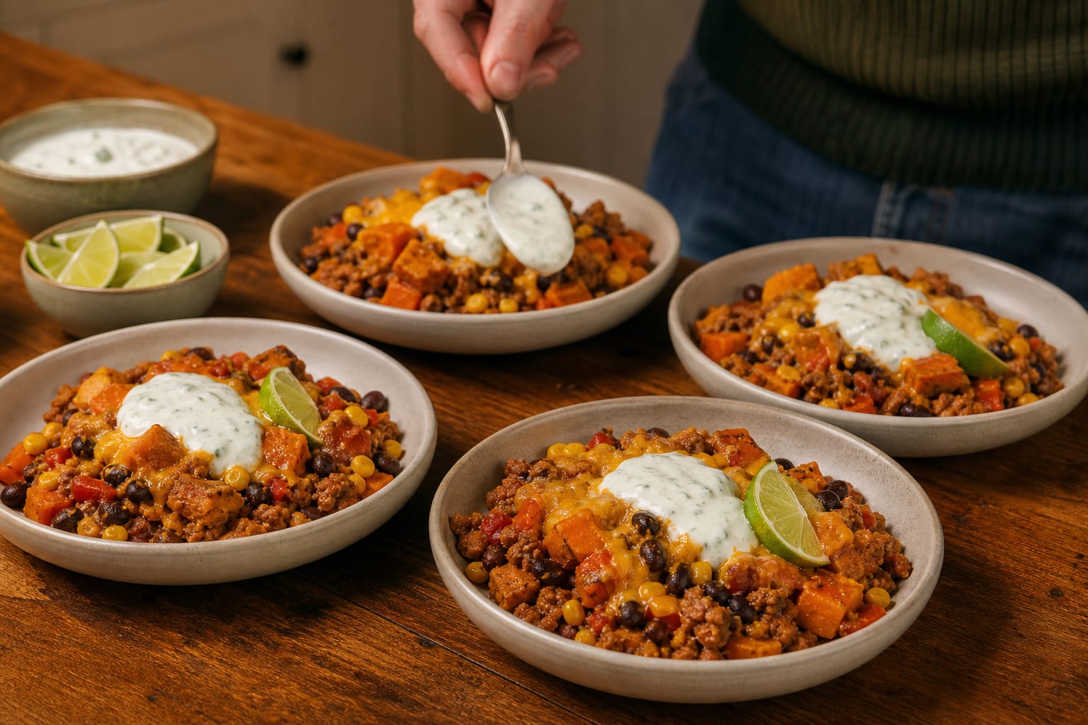 Smoky Turkey Sweet Potato Bowls cooking step 6: Serve the bowls.