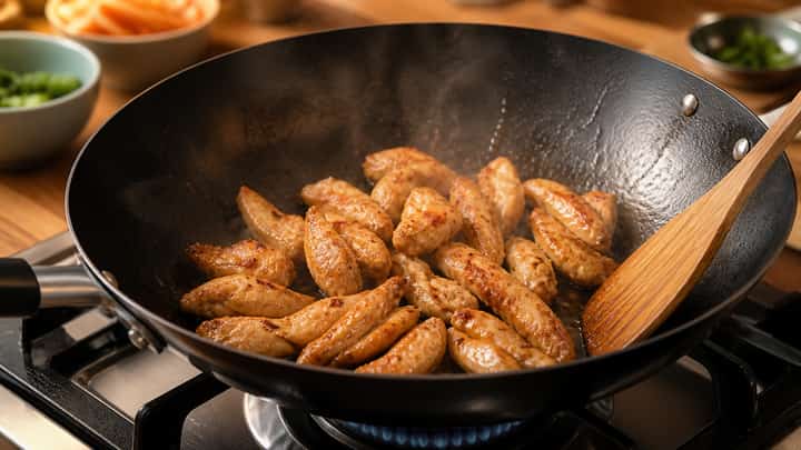 Sticky Soy Chicken Noodles cooking step 3: Sear the chicken.