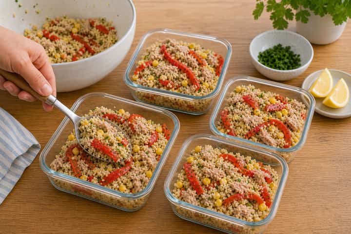 Tuna Pepper Couscous Boxes cooking step 5: Finish the dish.