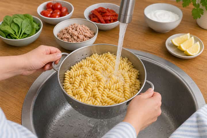 Tuna Pepper Pasta Salad cooking step 1: Get prepped.