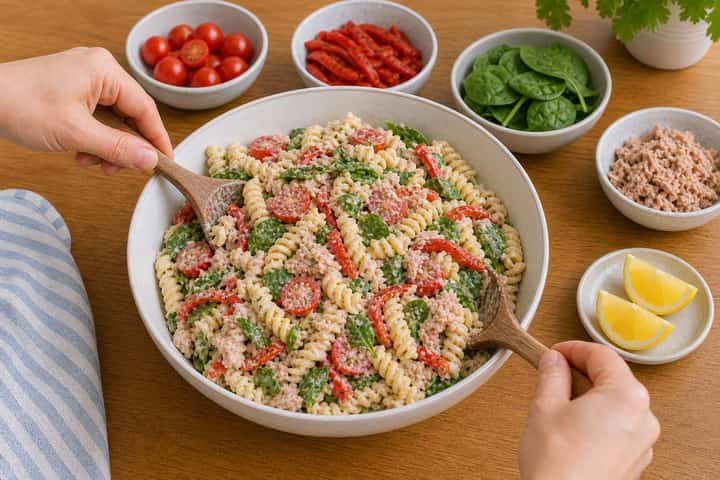 Tuna Pepper Pasta Salad cooking step 5: Finish the dish.