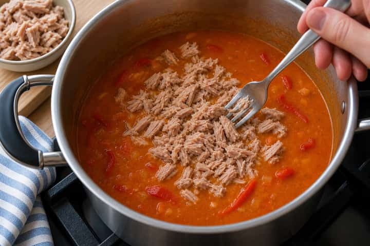 Tuna Pepper Soup Pots cooking step 4: Bring it together.