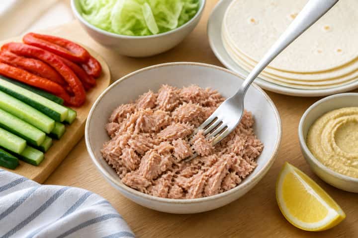 Tuna Pepper Wraps cooking step 2: Start cooking.