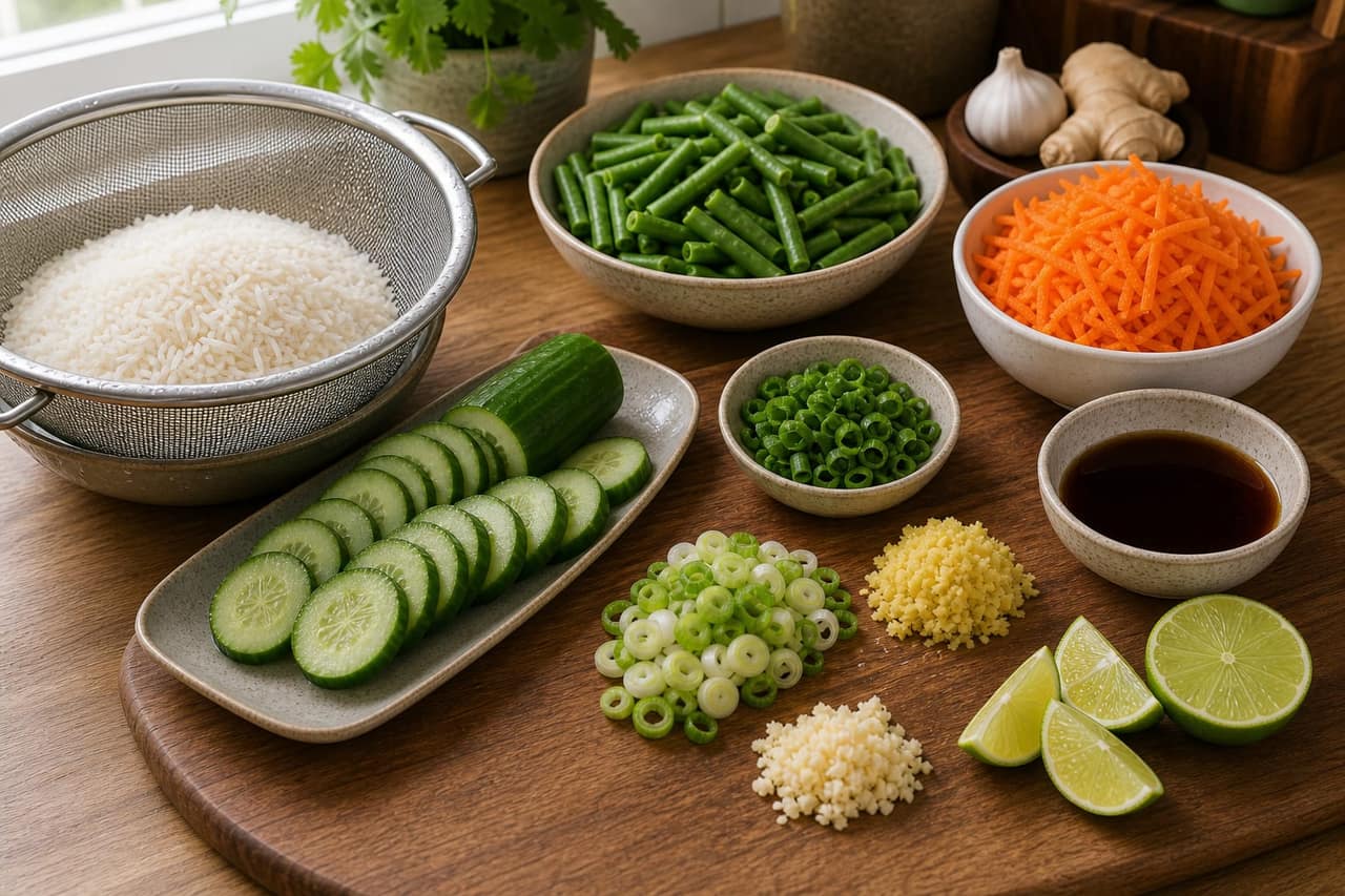 Caramel Turkey Rice Bowls cooking step 1: Prep the rice and vegetables.