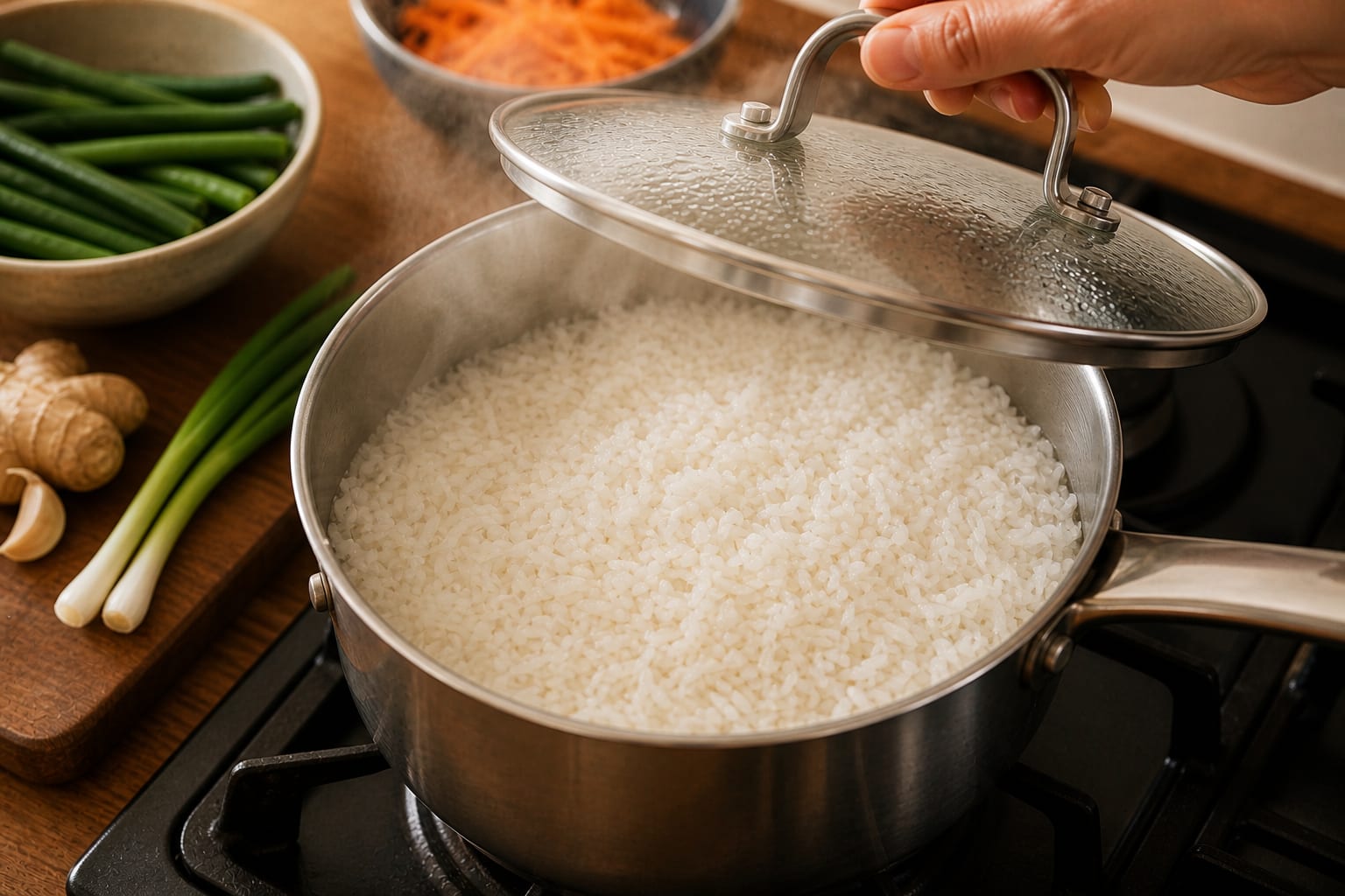 Caramel Turkey Rice Bowls cooking step 2: Cook the rice.