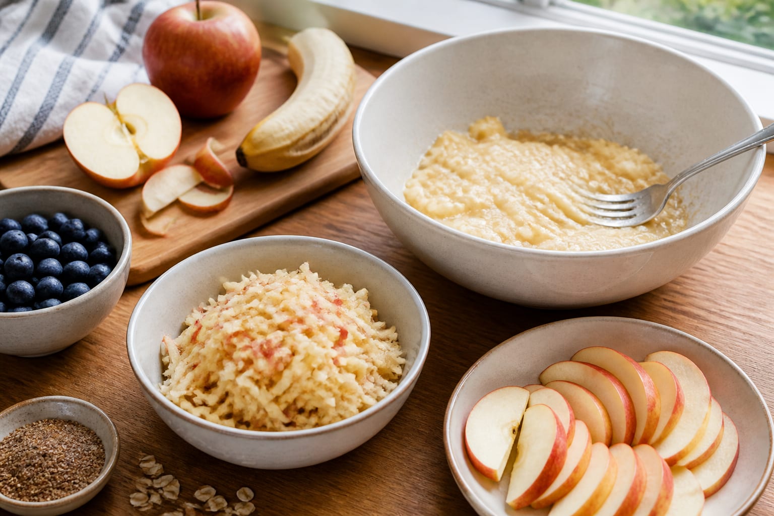 Apple Blueberry Baked Oats cooking step 1: Prepare the fruit.