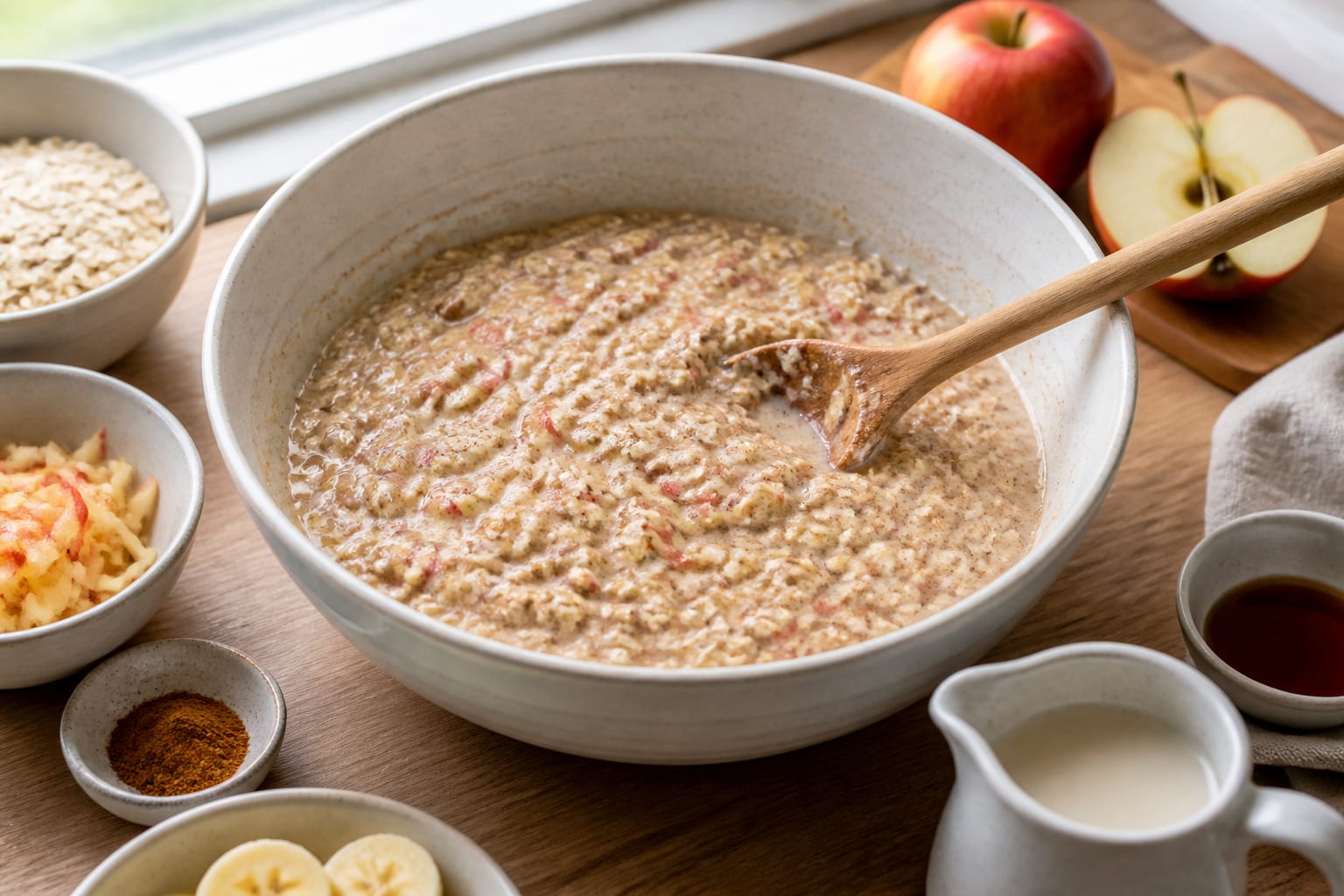 Apple Blueberry Baked Oats cooking step 2: Mix the oat base.