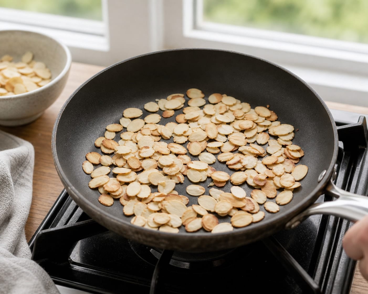 Fragrant Apple Cinnamon Almond Porridge with Yoghurt cooking guide image for toast the topping.