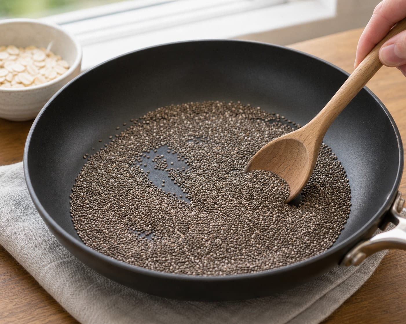 Fragrant Apple Cinnamon Chia Porridge with Yoghurt cooking guide image for toast the topping.