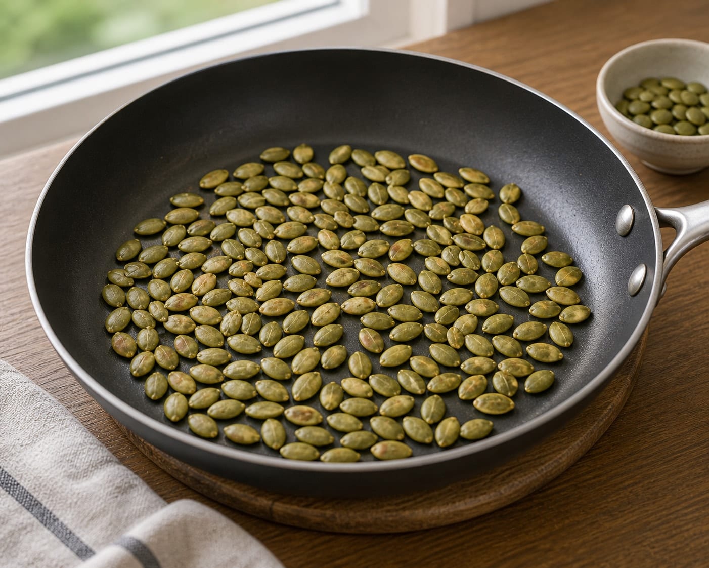 Fragrant Apple Ginger Pumpkin Seed Porridge with Yoghurt cooking guide image for toast the topping.